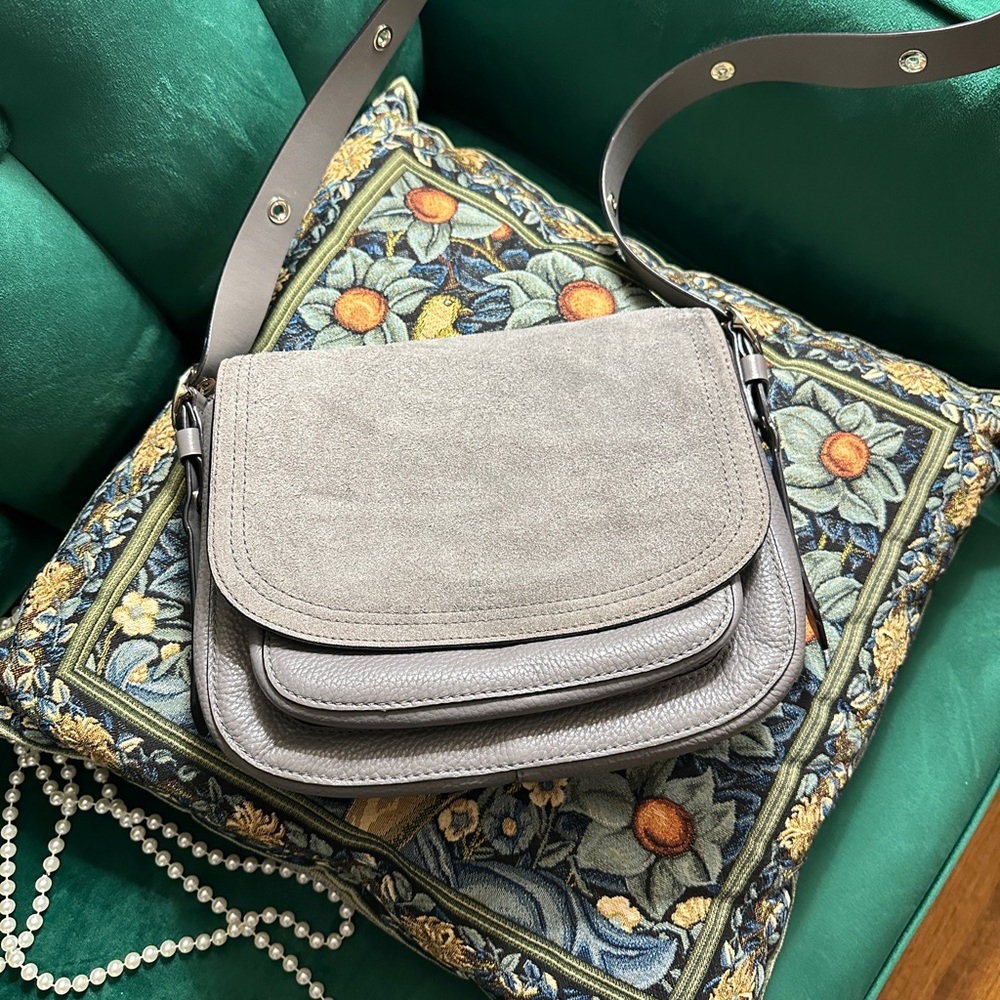 Kate Spade Light Gray Suede Crossbody Bag